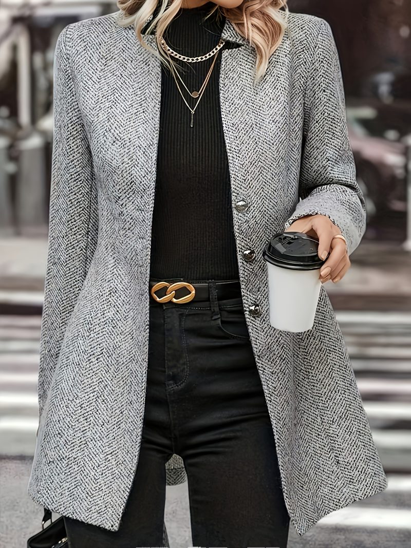 Cappotto in Tweed da Donna - Elegante, Maniche Lunghe Casual