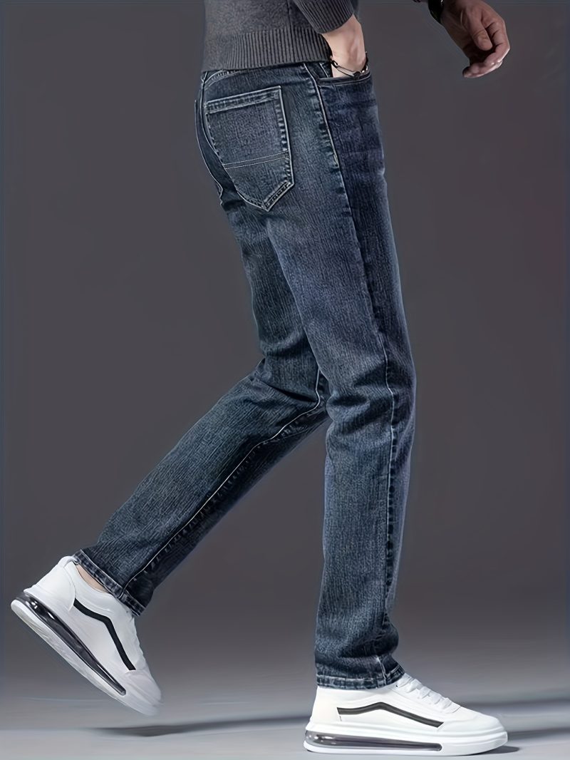 Pantalone Jeans da uomo slim-fit elasticizzati in denim blu scuro,
