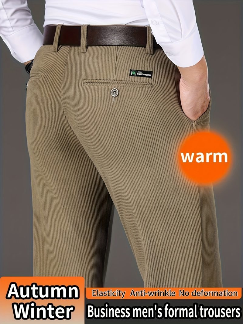 Pantaloni in Velluto a Coste Spessi Uomo per Pantaloni Formali Business Casual,