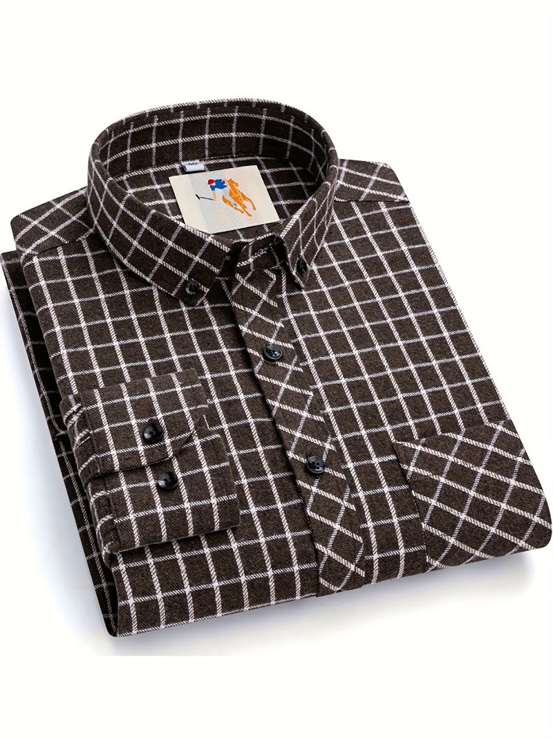 Camicia da uomo 100% pura a quadri alla moda, maniche lunghe