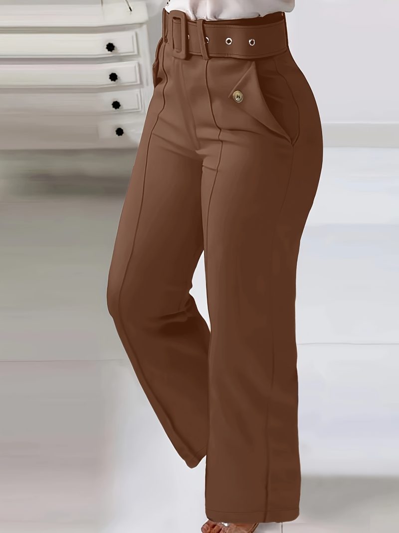 Pantaloni casual per donne, con tasche e design a bottone