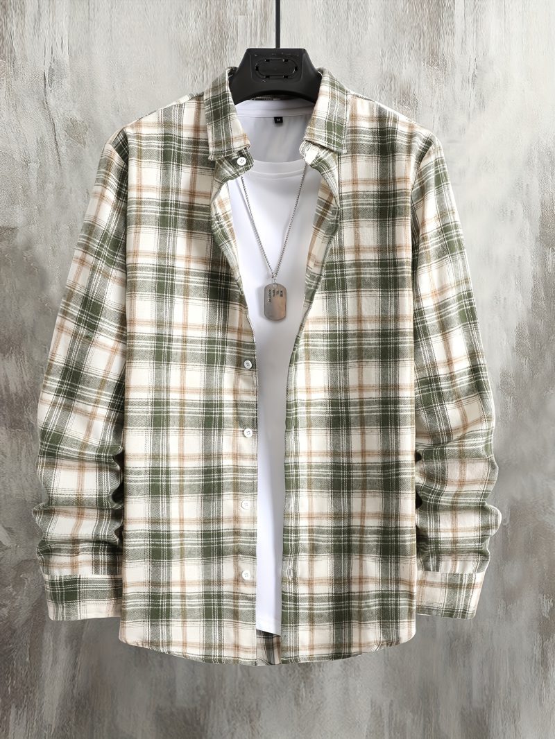 Camicia di flanella casual da uomo - Vestibilità ampia con maniche lunghe