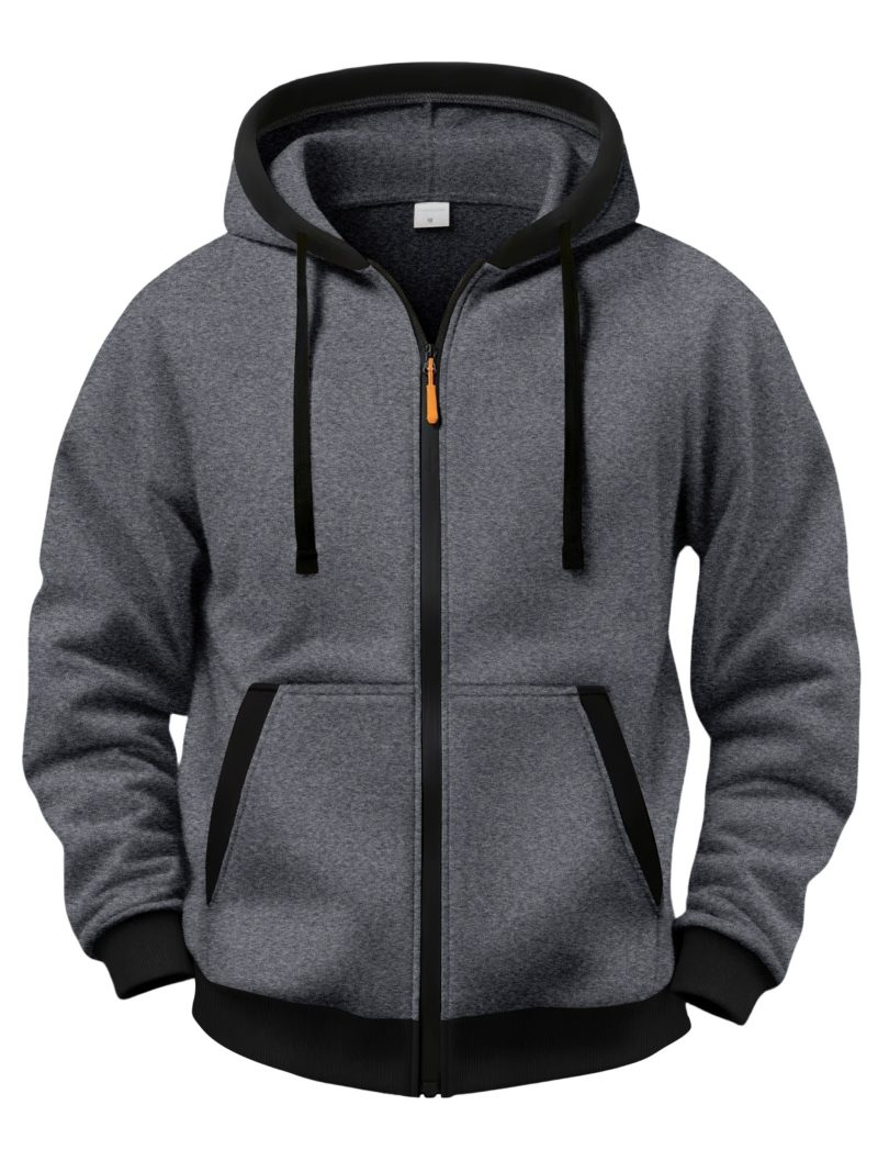 Felpa con Cappuccio Uomo, Zip Frontale, Tasche Maniche Lunghe