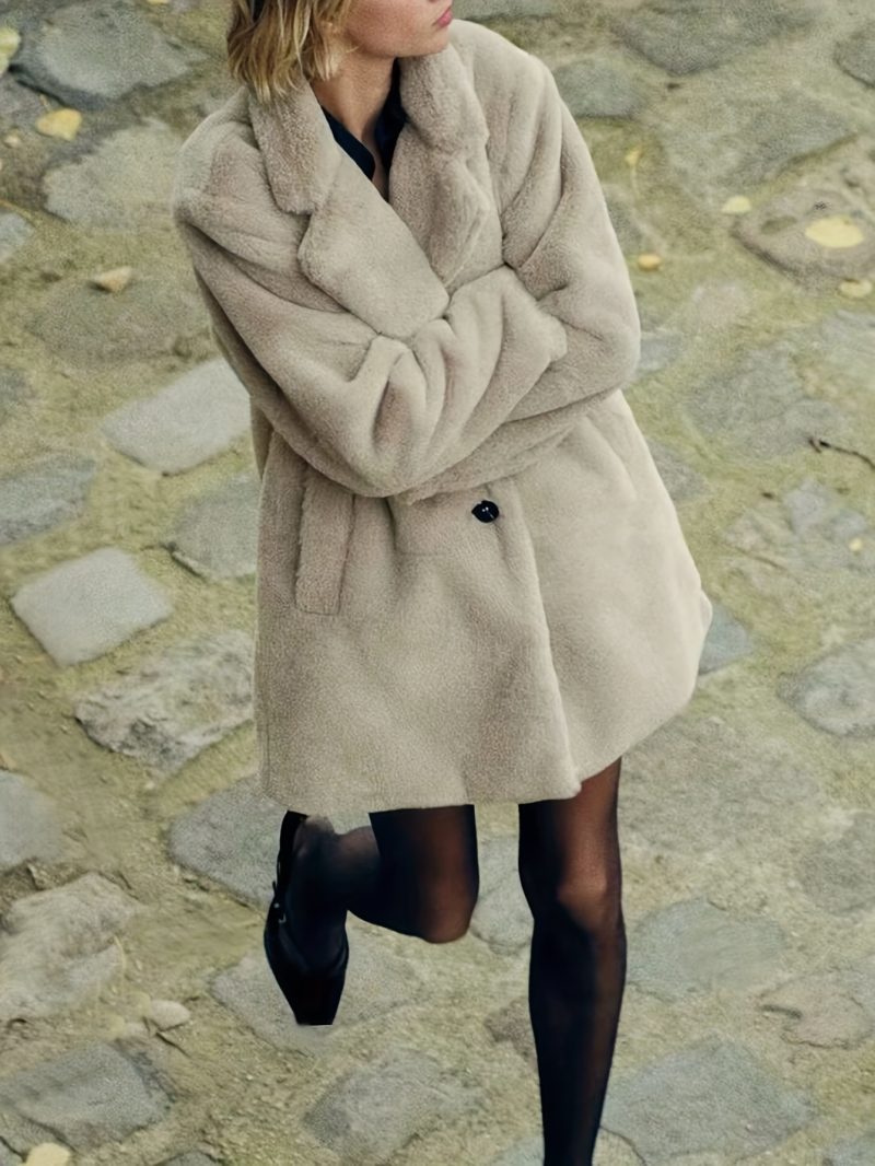 Cappotto Donna Effetto Pelliccia Sintetica Morbida e Ampia