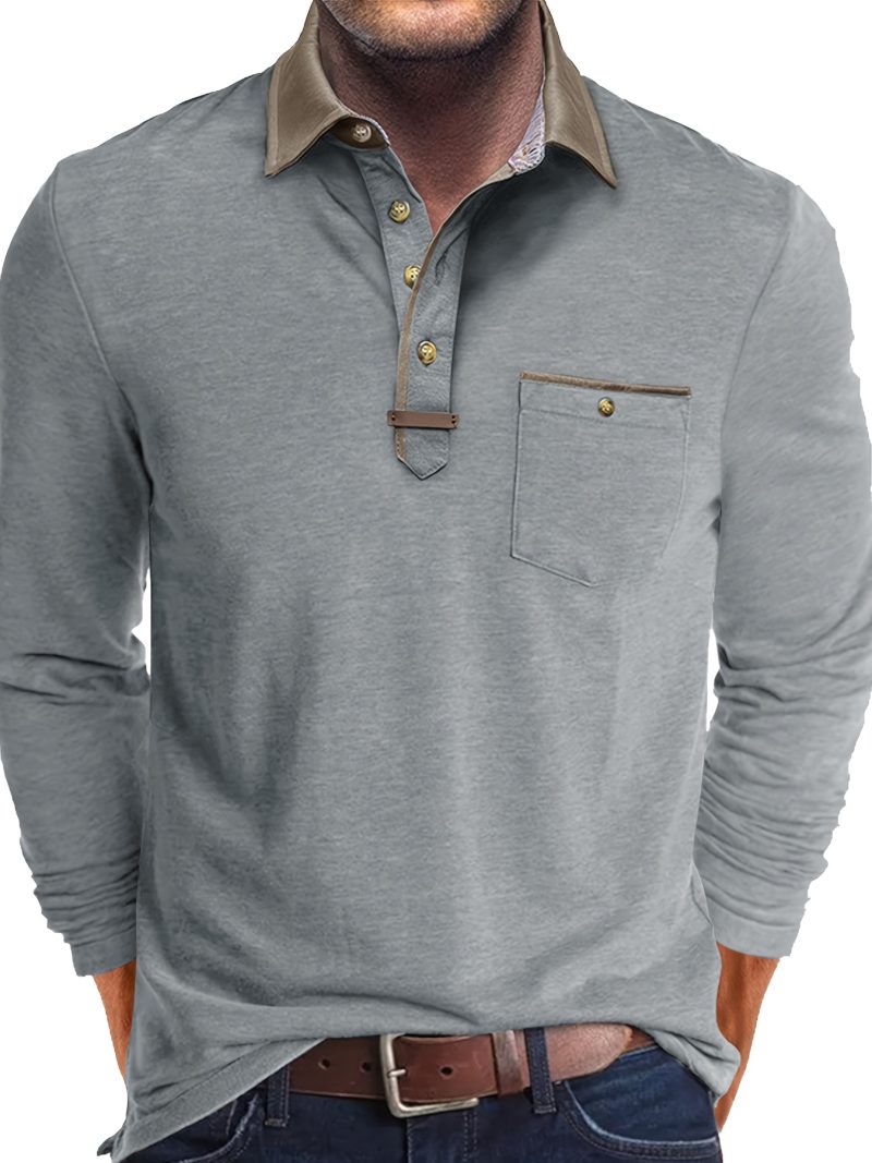 Polo da uomo taglie forti alla moda a maniche lunghe