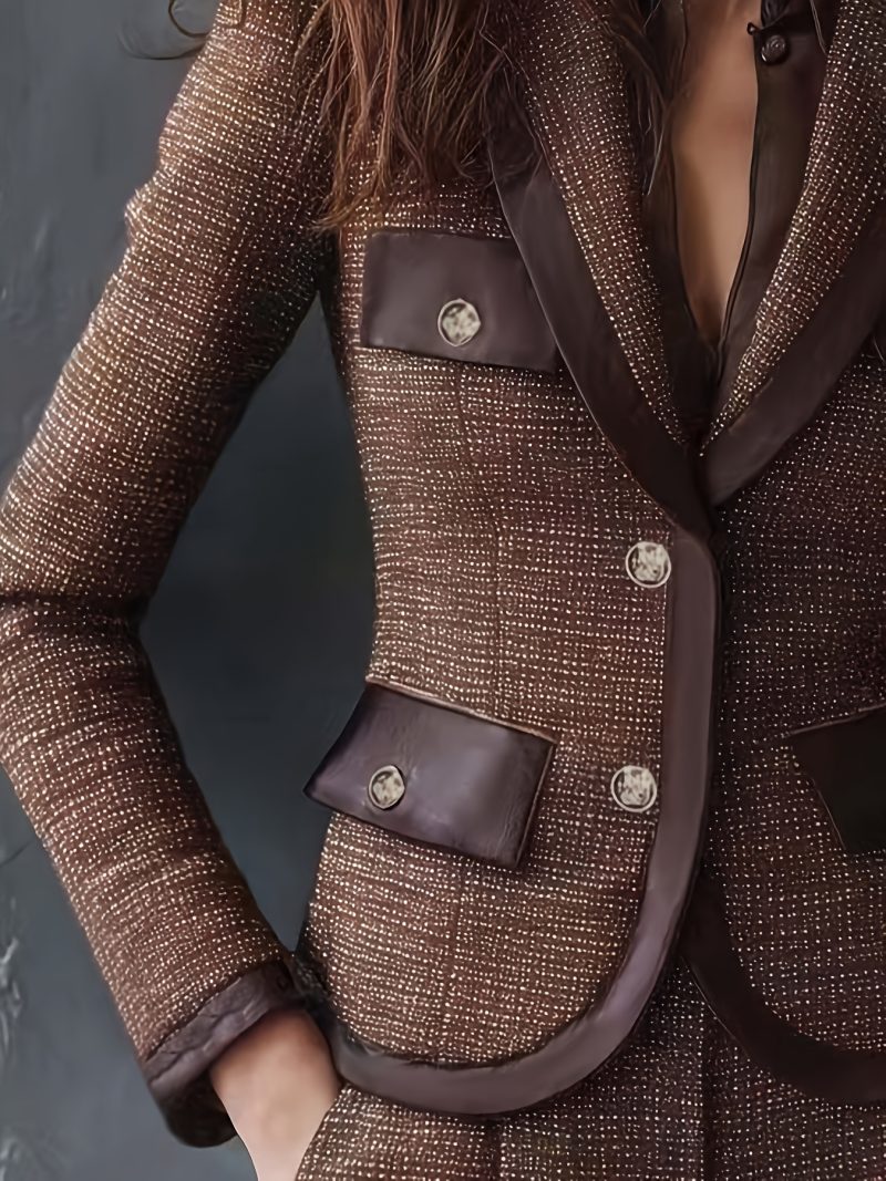 Giacca Tweed Slim-fit per con Bordi e Bottoni Dorati
