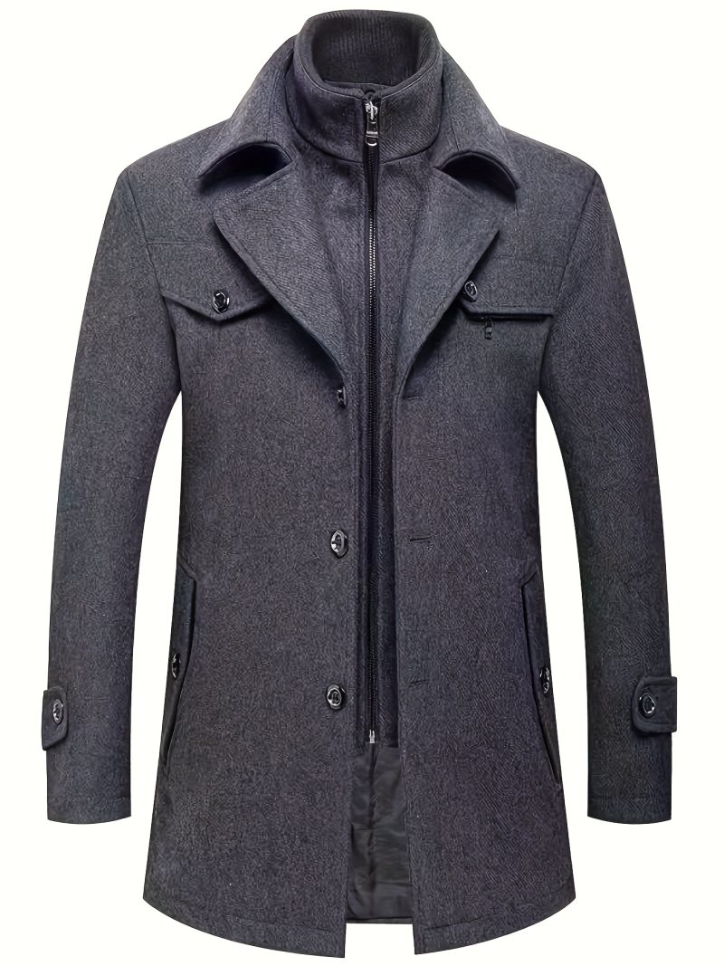 Cappotto da uomo a doppio strato staccabile in misto velluto spesso,