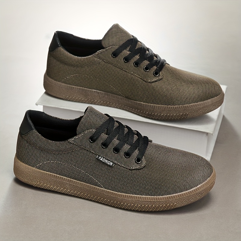 Scarpe da Ginnastica Casual Uomo, Piatte con Lacci Colore Unico Nero Verde,