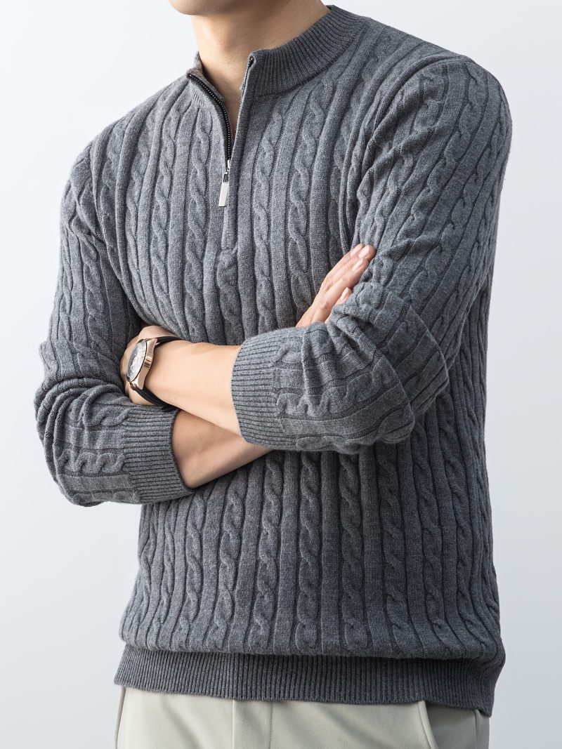 Maglione Uomo Spesso in Lana con Collo Semi-Alto