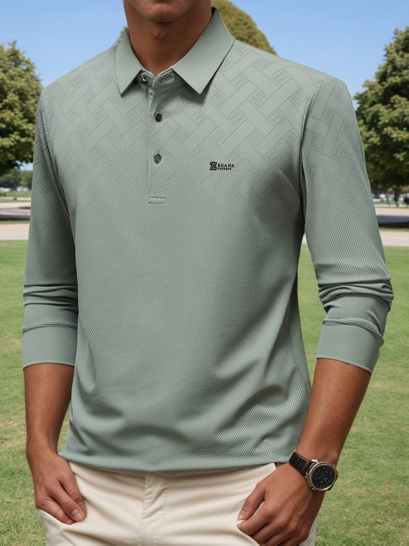 Polo Uomo Autunno Moda Nuova con Collo a Svolta, Classica Tinta Unita