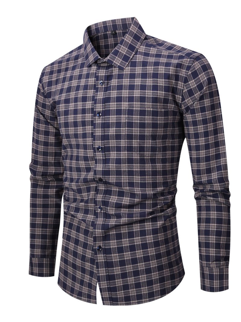 Camicia a Maniche Lunghe a Quadri Uomo -