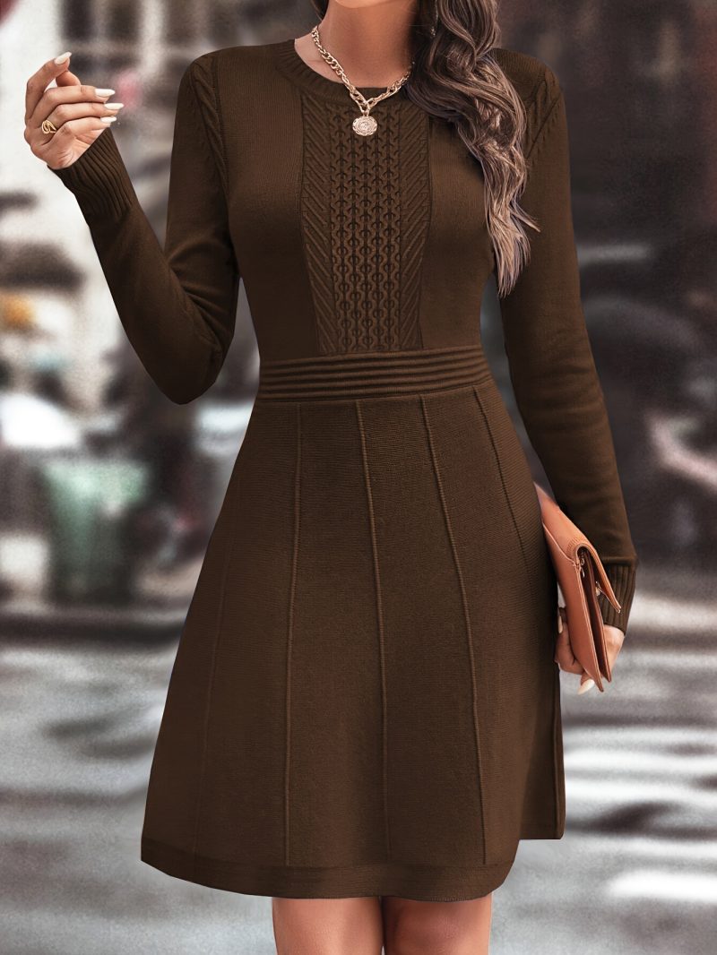 Abito da Donna Autunno Inverno: Elegante, Semplice a Collo Tondo.