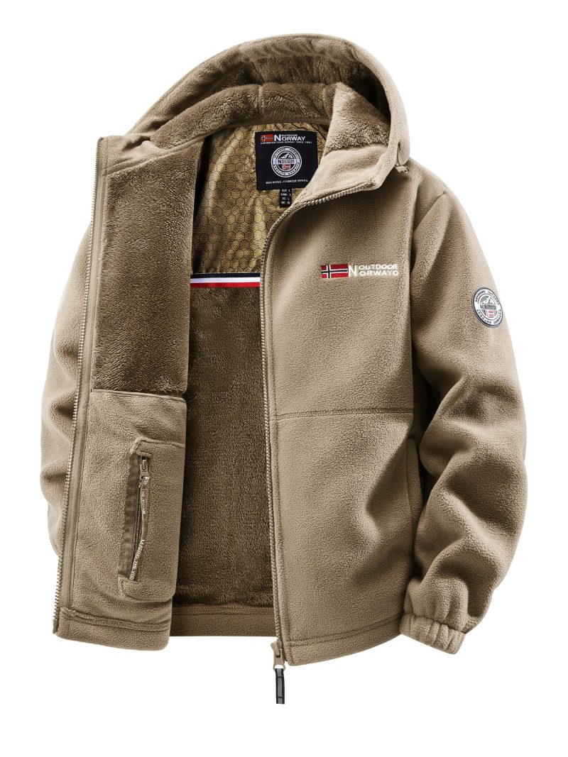 Giacca spessa foderata in pile stile casual con cappuccio