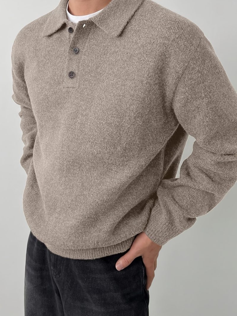 Maglione da Uomo Pullover a Maniche Lunghe in Maglia Elasticizzata
