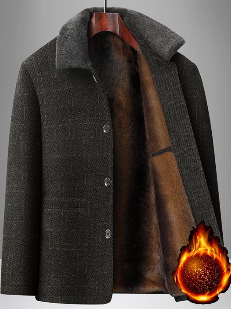 Cappotto Imbottito Spesso Foderato, Cappotto Mezzo Lungo in Chenille