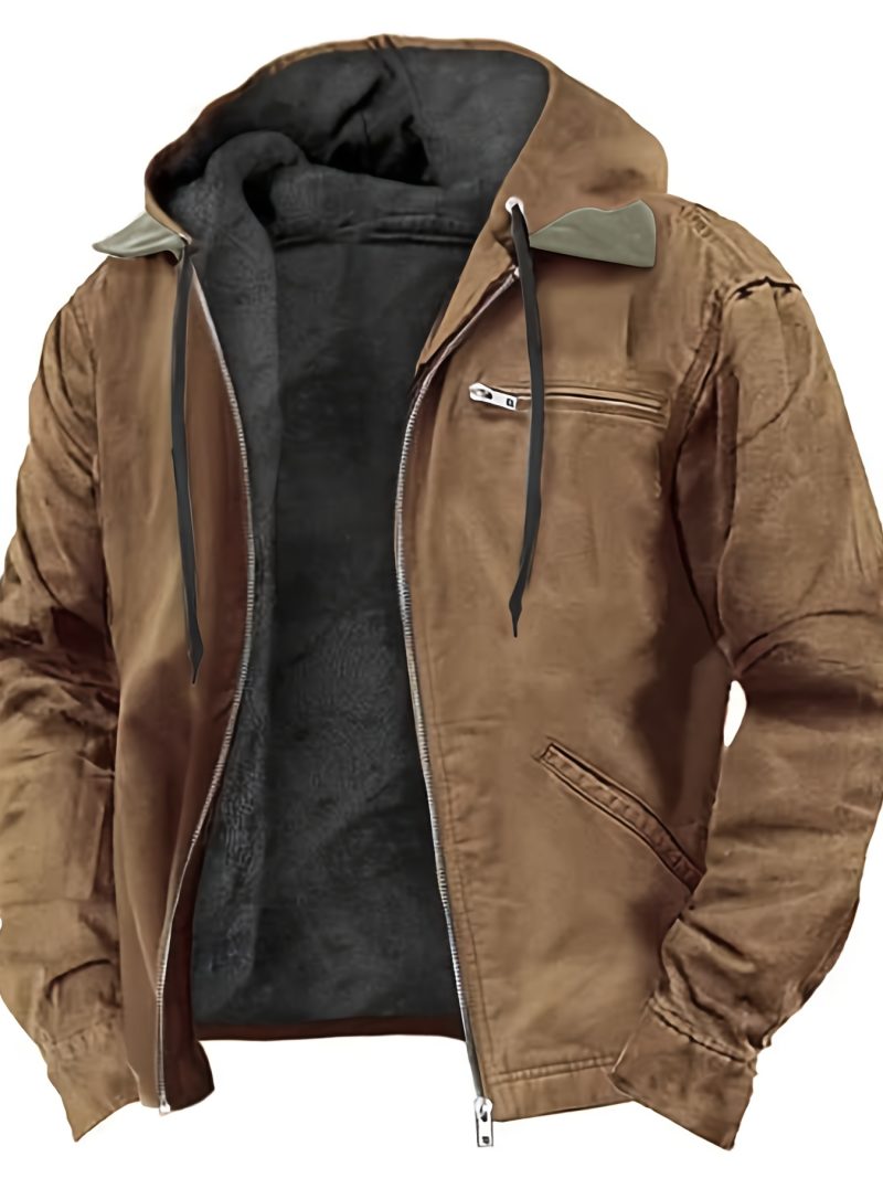 Giacca in Pile con Cappuccio da Uomo Casual