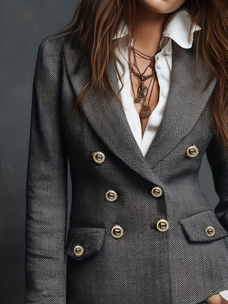 Giacca vintage con motivo geometrico, maniche lunghe