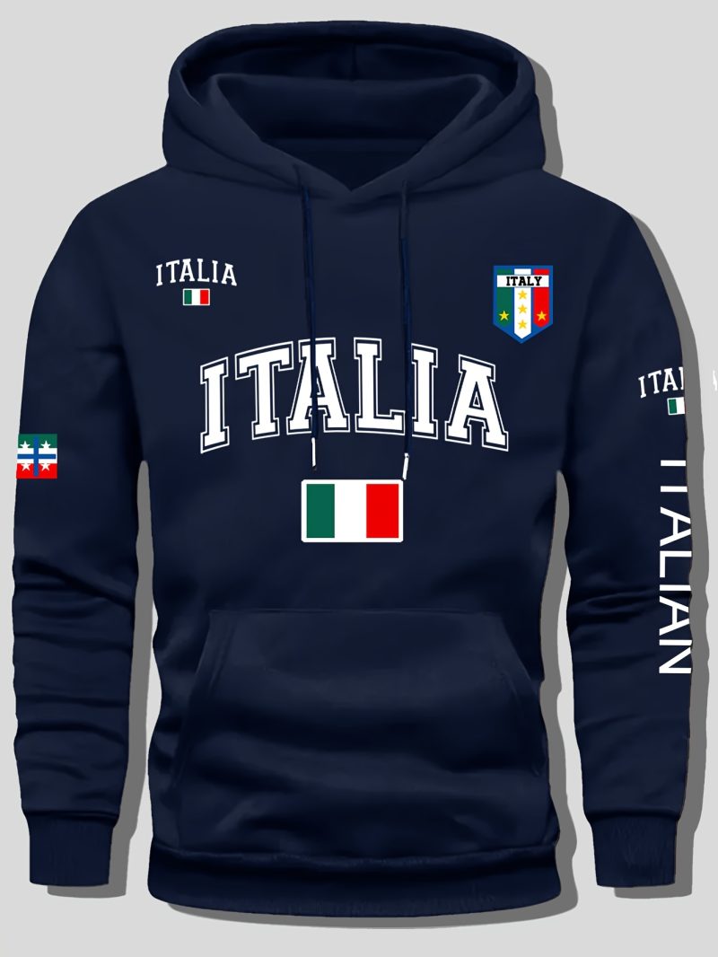 Felpa con cappuccio con motivo a lettere bandiera italiana