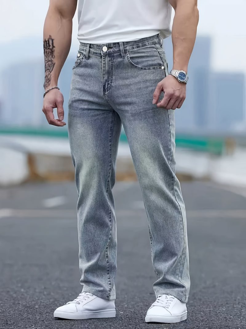 Pantalone Jeans Dritti in Denim Comodo Elasticizzato