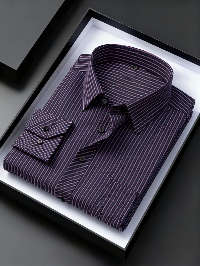 Camicia a maniche lunghe in cotone misto a righe design casual,