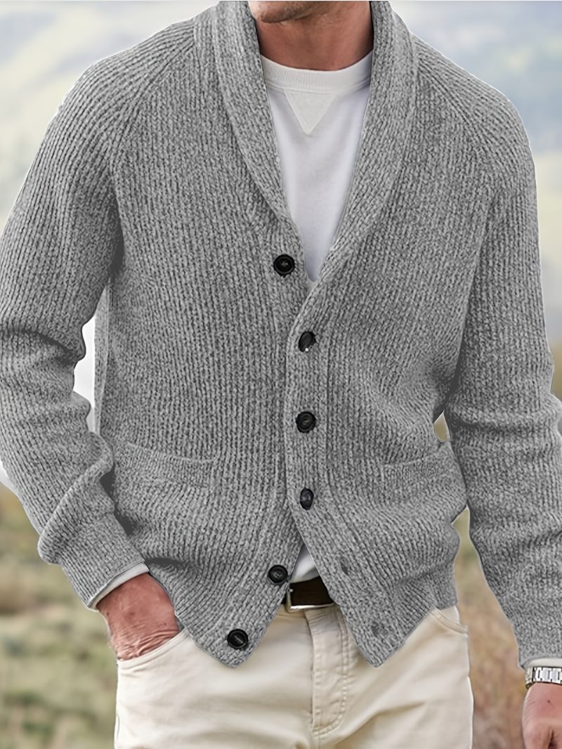 Maglione sportivo casual da uomo, cardigan lavorato a maglia con scollo a V,