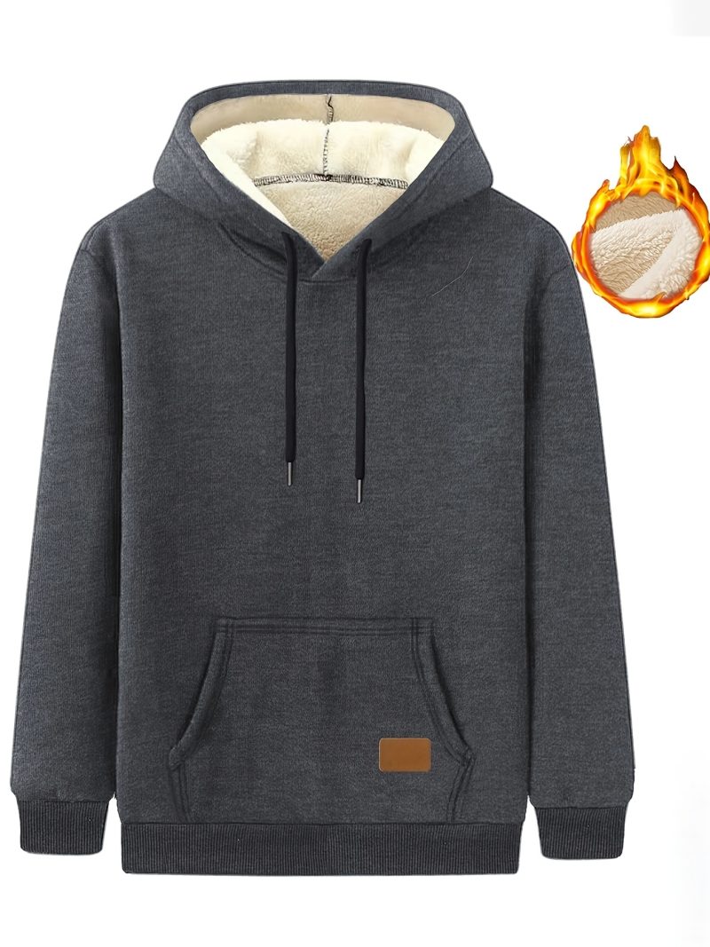 Felpa con Cappuccio Foderata Uomo per Autunno e Inverno