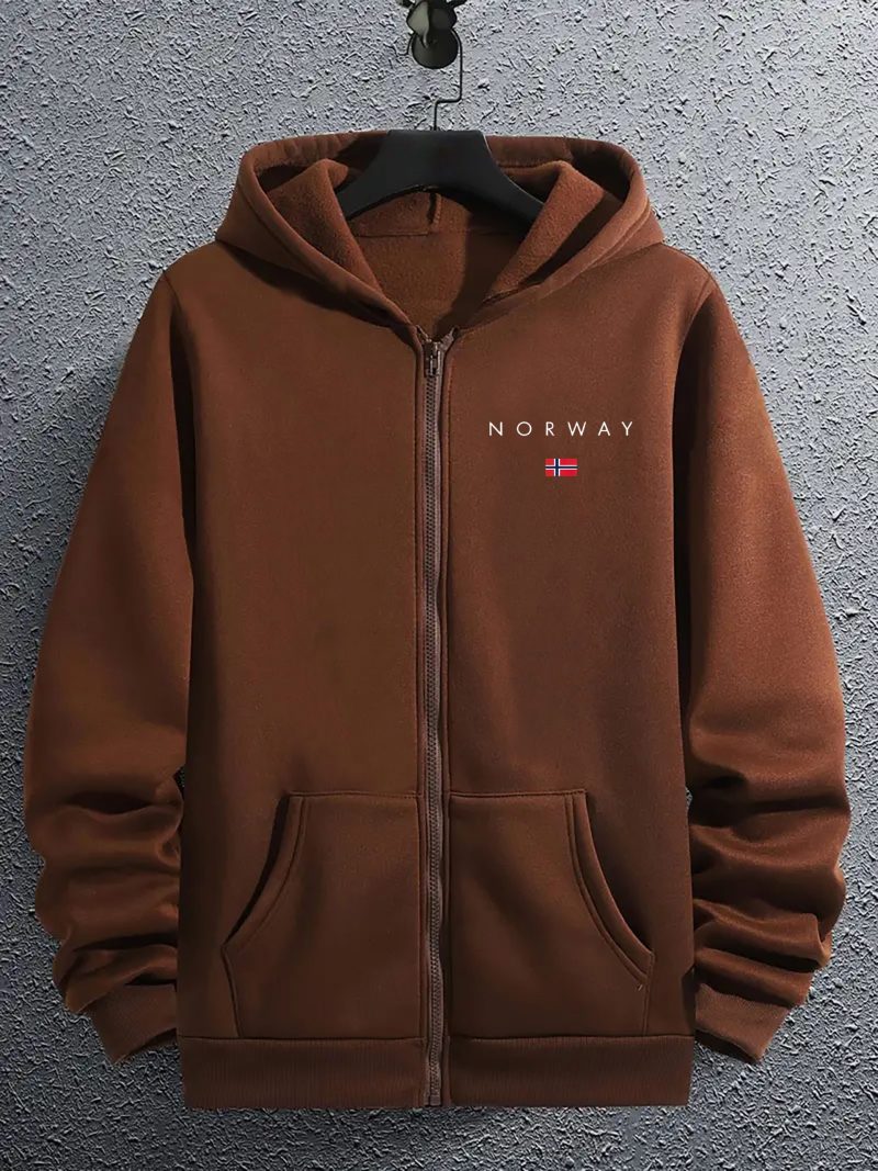 Felpa con cappuccio a zip, calda, ampia, foderata in pile e con stampa