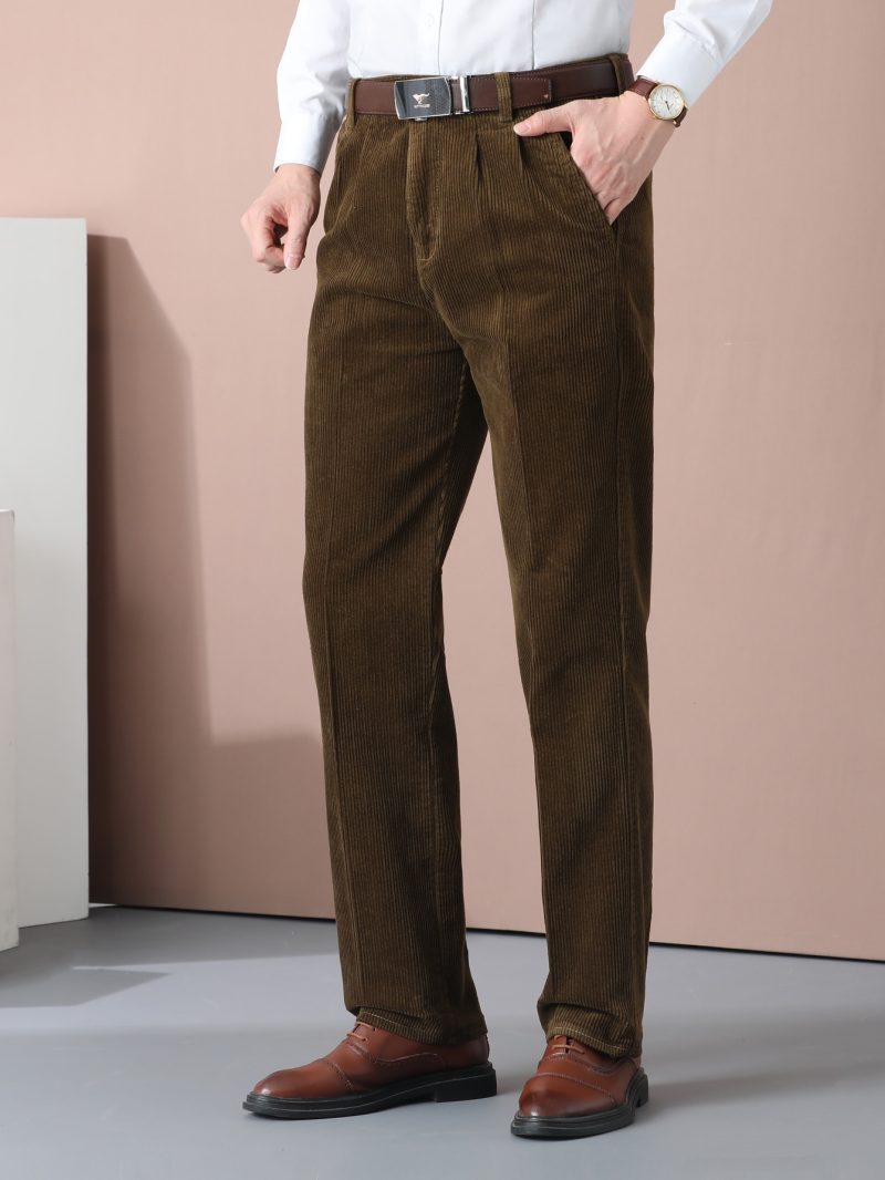 Pantaloni in velluto a coste foderati in spessa pile per uomo