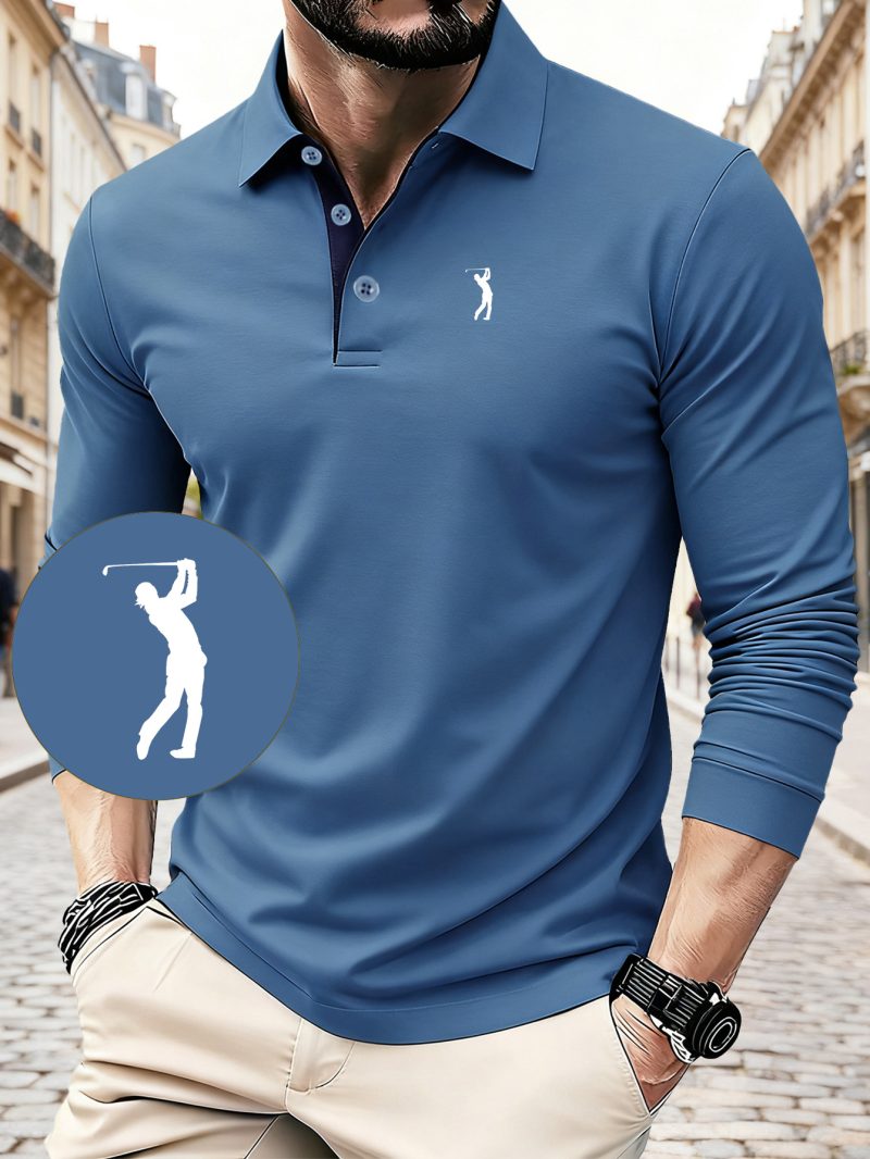 Polo a maniche lunghe da uomo C8-424 con motivo golf