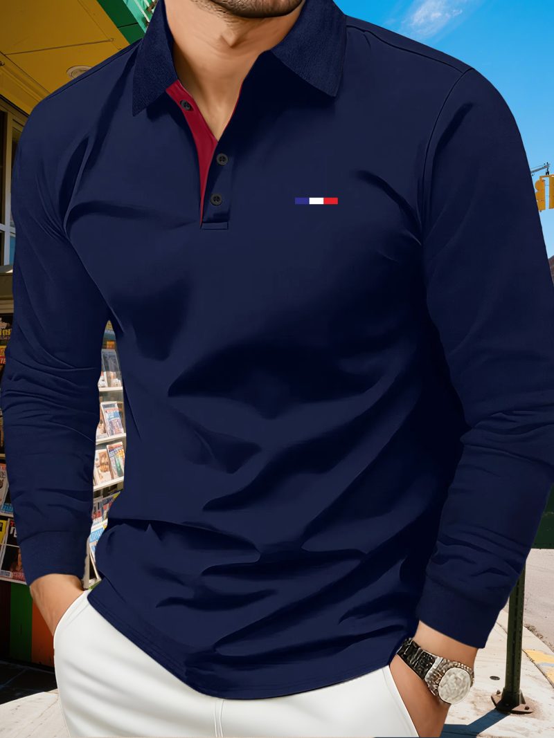 Polo a maniche lunghe da uomo francese per golf