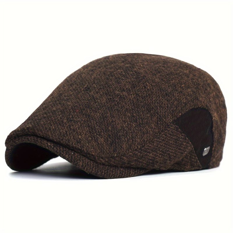 Cappello da Newsboy Uomo Invernale Spesso Caldo Vintage Casual Berretto a Righe
