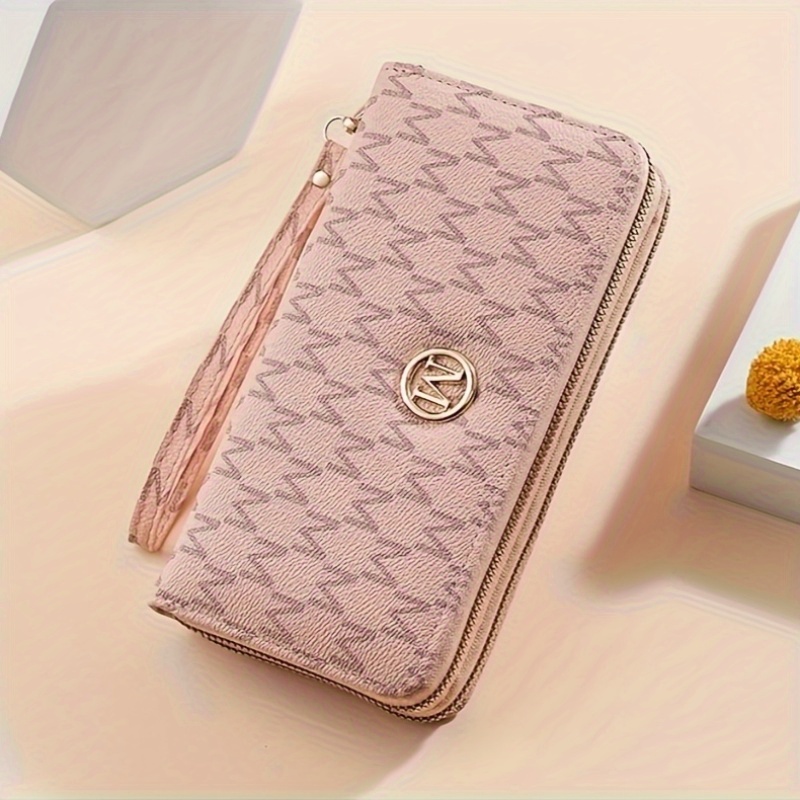 Borsellino donna alla moda con stampa lettera "M", doppia cerniera