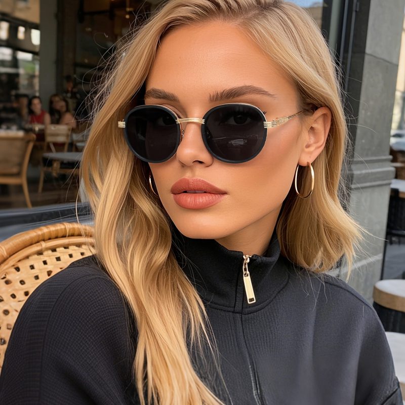 Occhiali unisex alla moda con montatura rotonda, UV400,