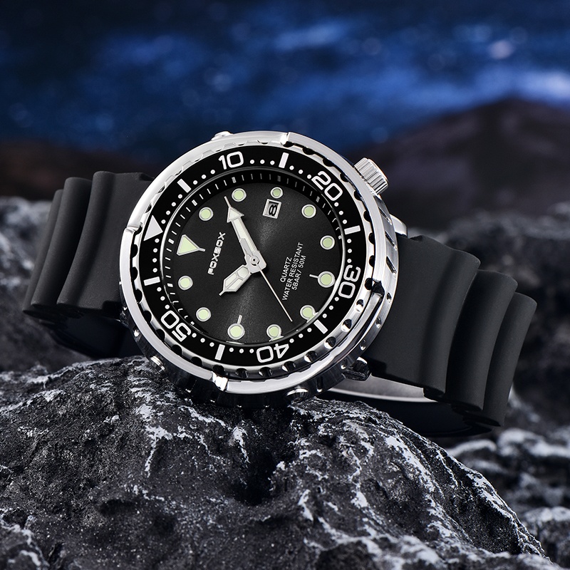 Orologio Cronografo Luminoso da Uomo con Lancette Luminose, Cinturino in Silicone