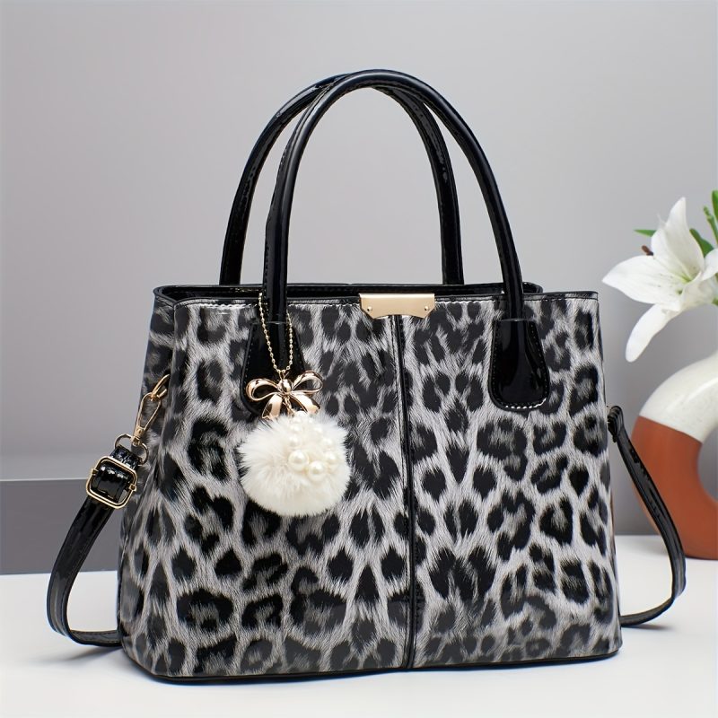 Borsa Classica Elegante Versatile con Stampa Leopardata