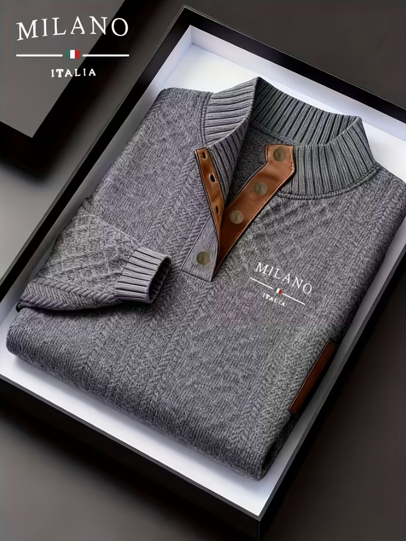 Maglione Uomo Autunno/Inverno Collo Alto Jacquard Moda Matura