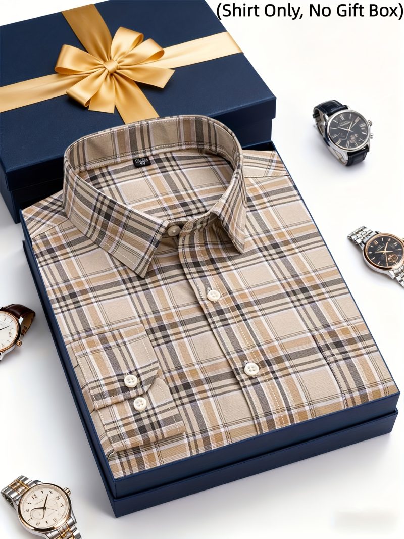 Camicia in Cotone da Uomo con Tasche, Design a Blocchi di Colore a Quadri,