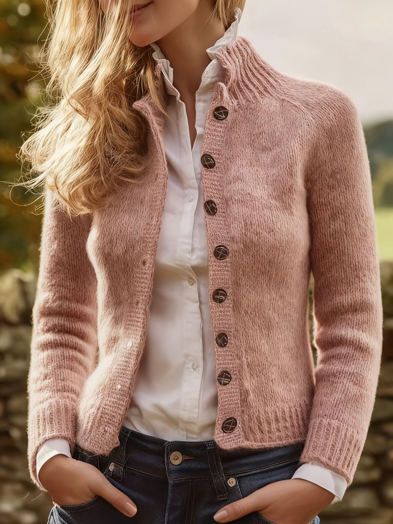 Cardigan da donna nuovo a maniche lunghe stile vintage, semplice,