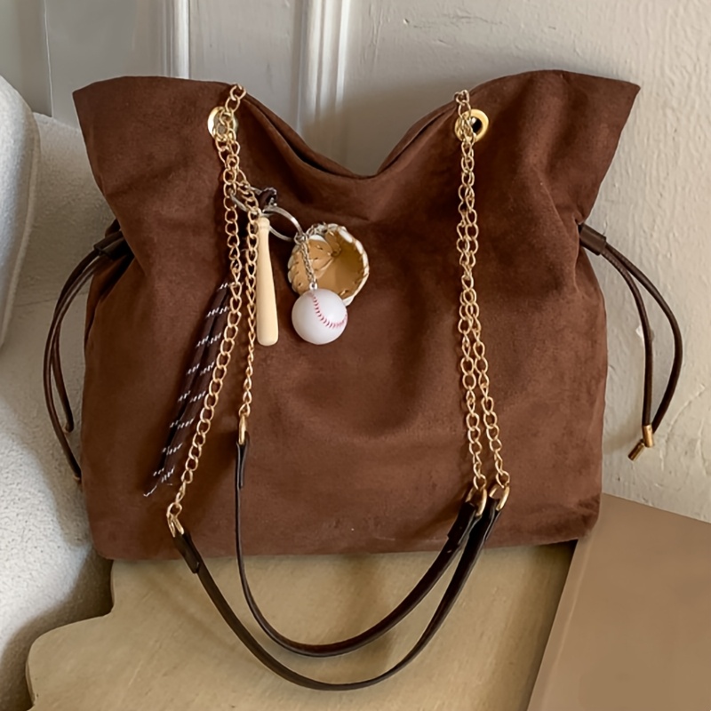 Borsa a Spalla Donna in Finta Pelle Scamosciata Stile Vintage Tessuto Morbido,