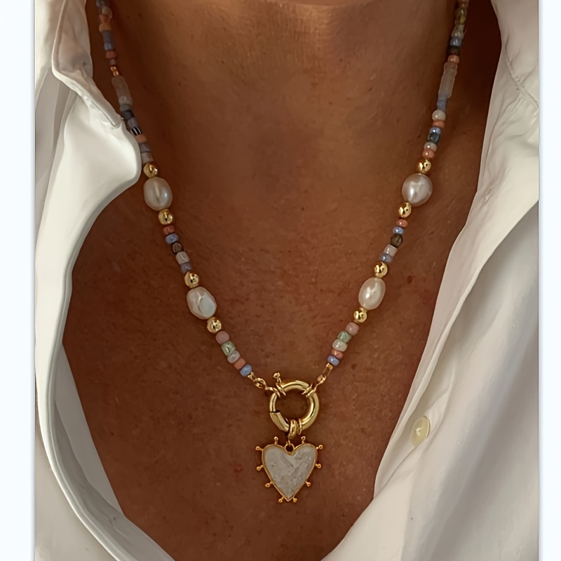 Collana Pendente Donna, Moda Bohémien con Filo di Perline Colorate Fatte a Mano