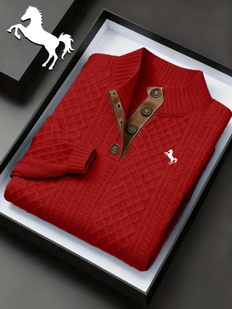 Maglione [Starry OBM] Felpa Henley da uomo con colletto alla coreana