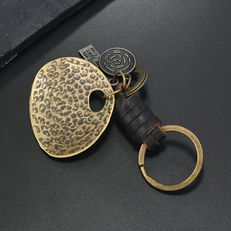 Portachiavi, Unisex Creativo in Bronzo di Alleghianti, con Pelle