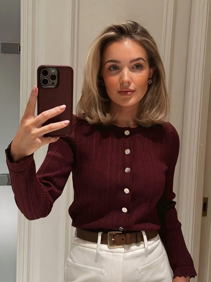 Cardigan Donna Autunno Inverno Nuovo Semplice Elegante Casual