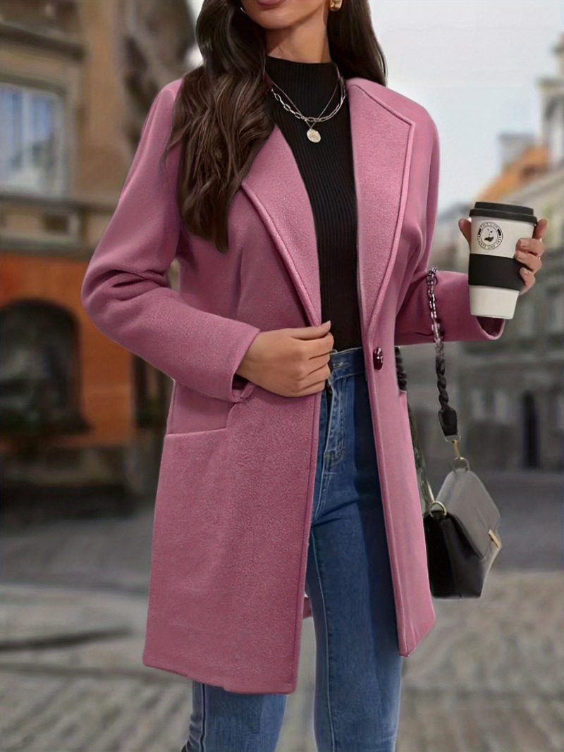 Cappotto Donna Taglia Forte - Cappotto Midi a Maniche Lunghe con Doppia Tasca