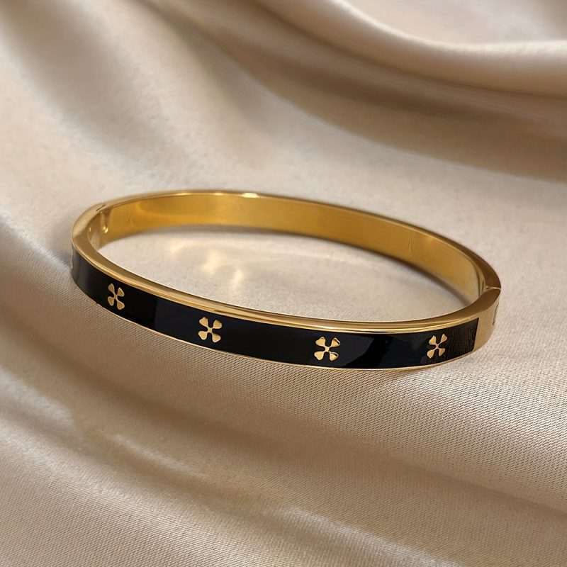 Bracciale in Acciaio Inossidabile 304 Smaltato con Design a Bordo Dorato