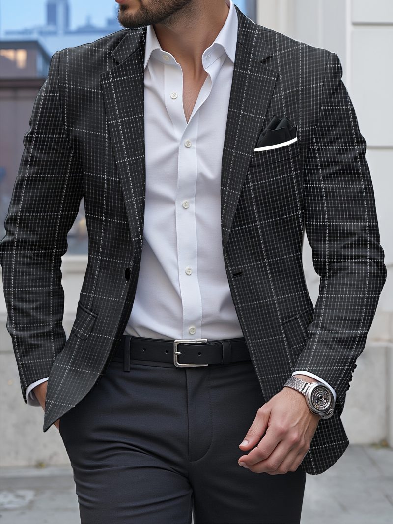 Giacca da uomo a quadri, facile e alla moda,