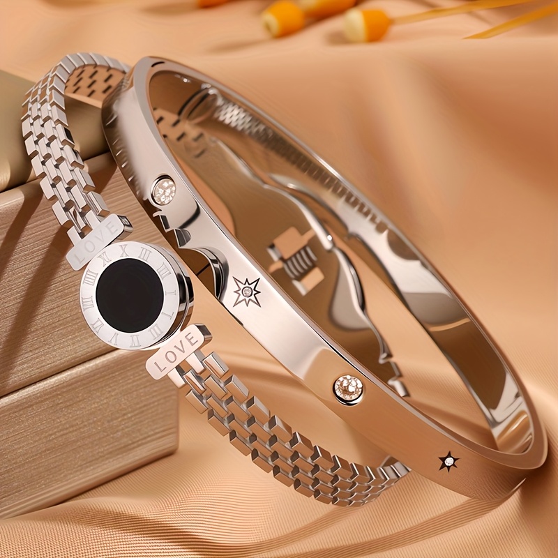 Set di 2 braccialetti vintage multicolore in acciaio inossidabile con un design distintivo