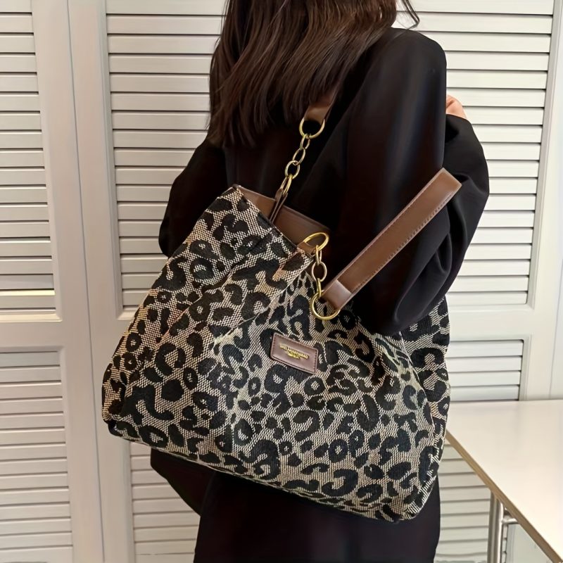 Borsa a spalla leopardata retrò casual, europea e alla moda