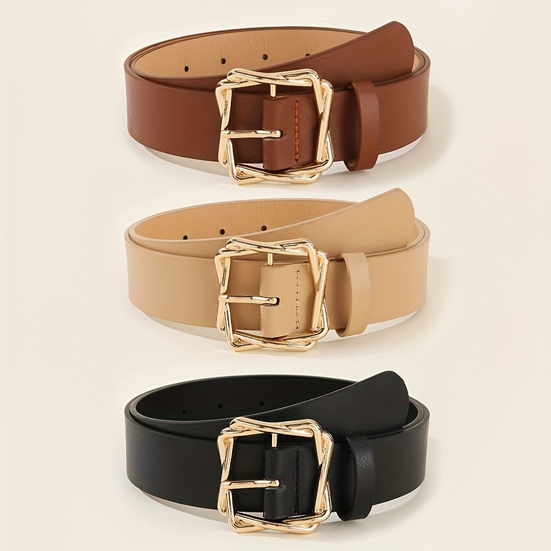 Cinture Donna Moda Casual Versatili con Fibbia Quadrata a Torsione