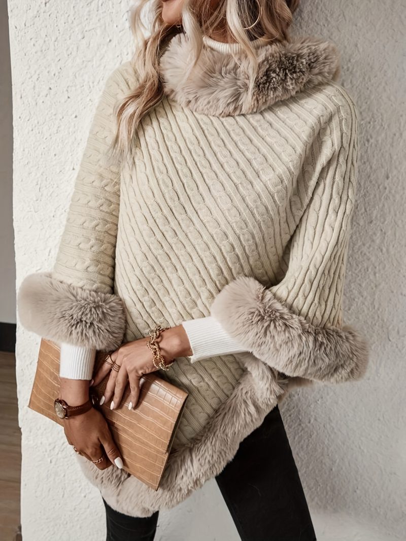 Mantella Giaccone con scialle a motivo ritorto, colletto finto